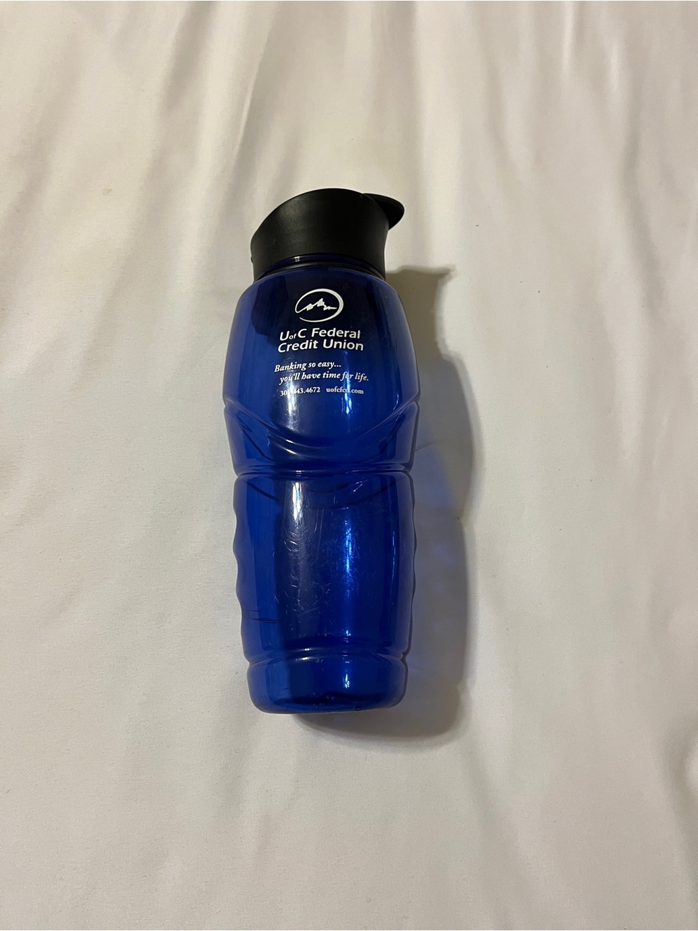 Blue Travel Water Bottle with Black Lid
